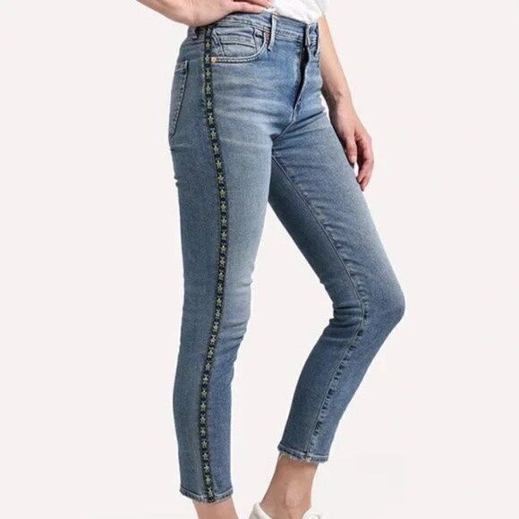 Citizens Of Humanity Rocket Crop High Rise Jeans with Textural Side Stripe - Picture 1 of 8